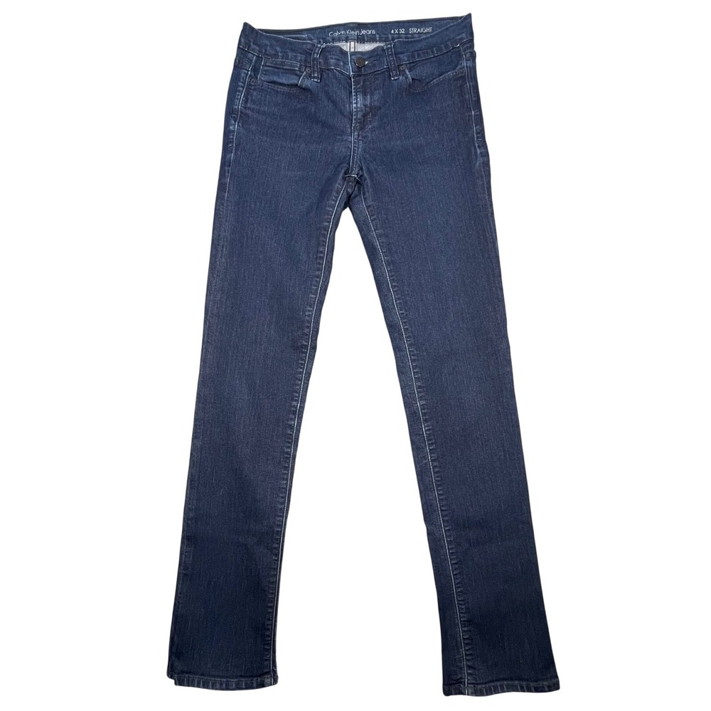 Calvin Klein Blue Jeans Straight Leg Dark Wash Women 4x32 WB32A57